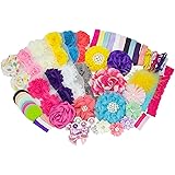 Baby Shower Headband Station DIY Kit by JLIKA - Make 32 Headbands and 5 Clips - DIY Hair Bow Kit - Birthday Party Collection