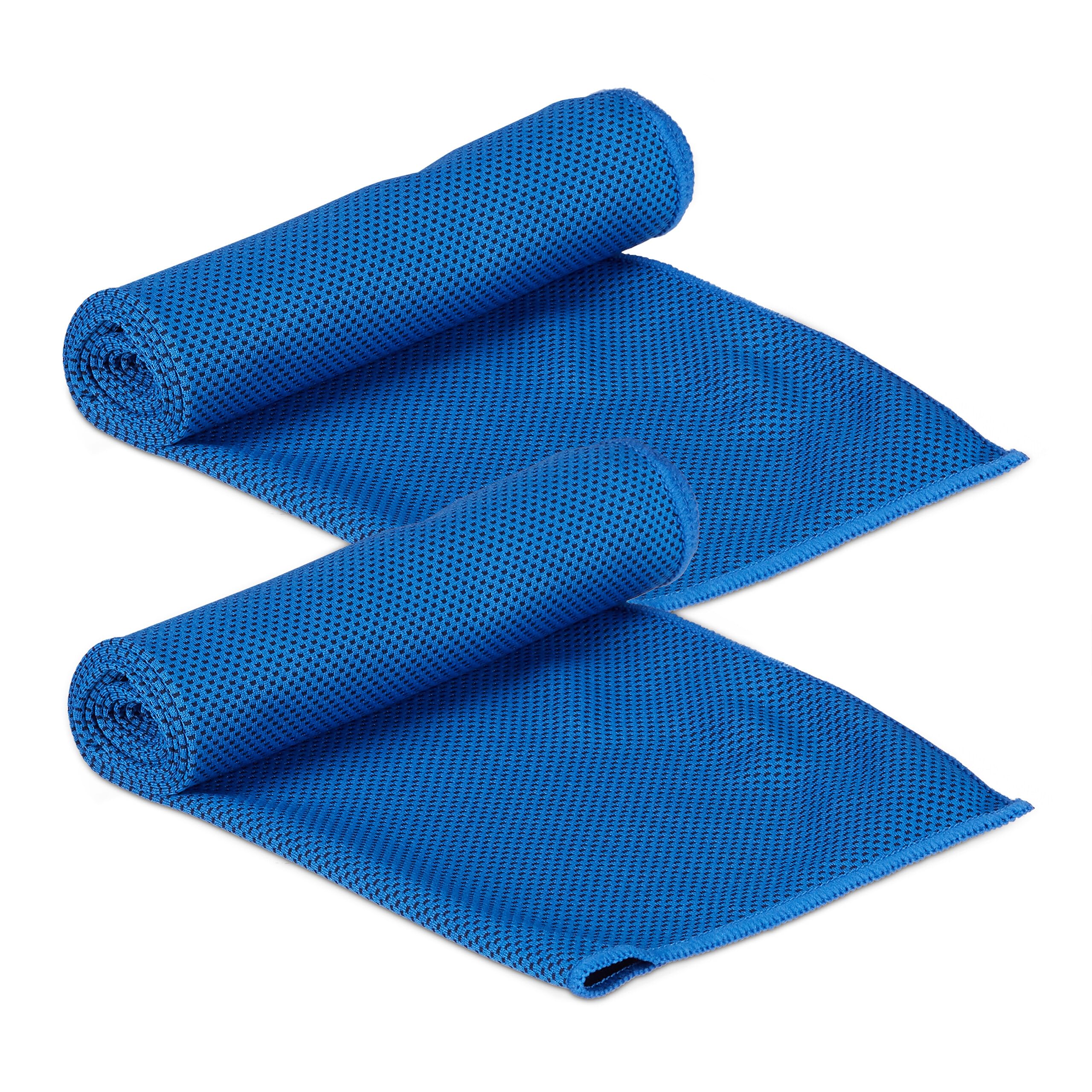 Relaxdays Cooling Towel Set, Pack Of 2, Microfibre, Cloth Fresheners, Neck, Sports & Fitness, 90x30 cm, Blue