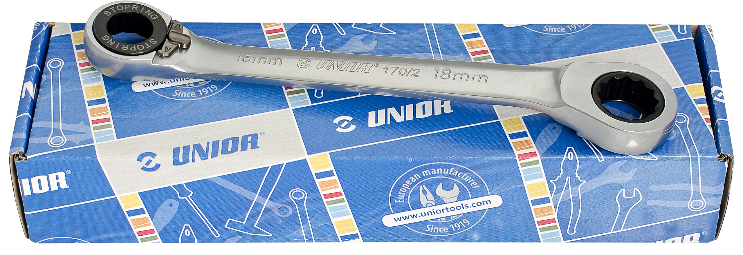 Unior 170/2CB Ratchet Ring Spanner Set in Box