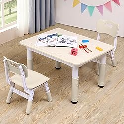 Adjustable Kids Table & Chairs Set for Ages 3-8