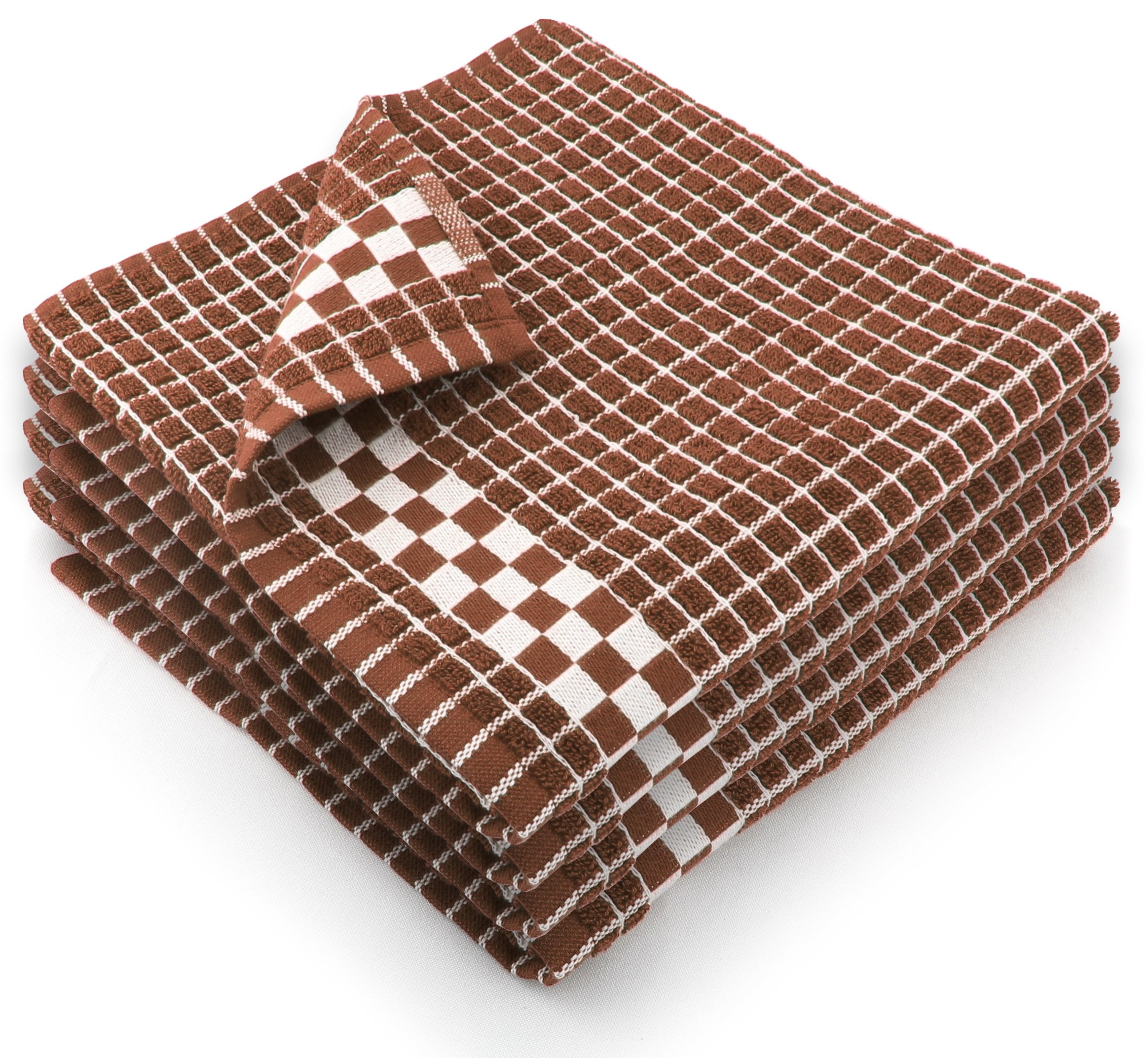 Fecido Classic Dark Kitchen Tea Towels - Absorbent 100% Cotton Long Lasting Durability European Made Tea Towels - Set of 4, Brown