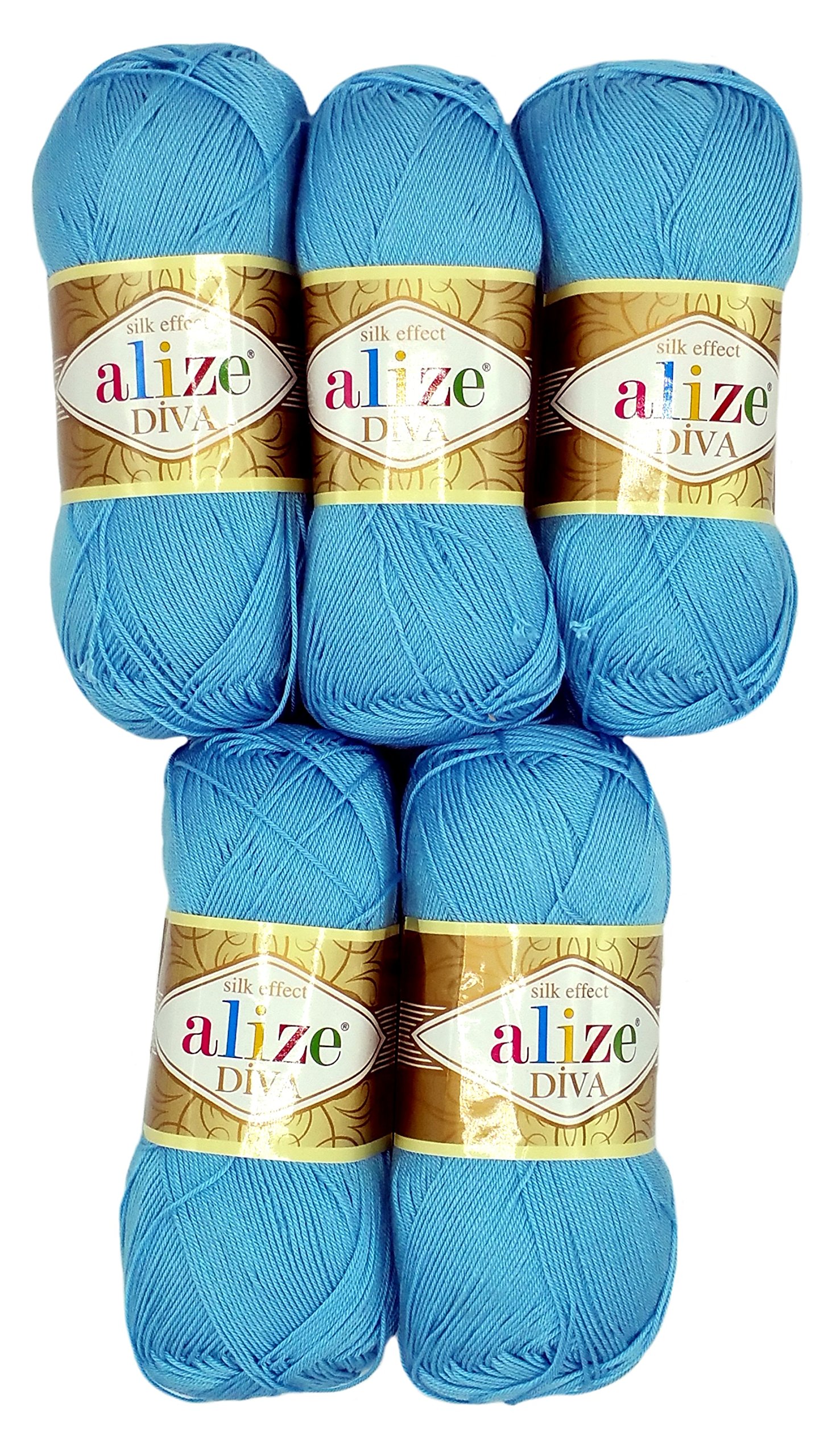 5 x 100 g Wool Diva Batik Blue No. 346 500 Gram Mercerised Wool