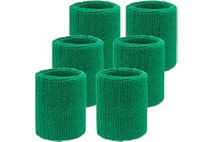 IMAGERIO 6 Pack 4 Inch Wrist Sweatbands Tennis Wrist Bands Absorbent Sweat Band for Men and Women, Breathable Cotton Sweatbands for Work Out, Football, Basketball, Running Athletic Sports
