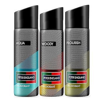 Peter England Aqua, Woody & Flourish Deodorant, 150 ml (Pack of 3)