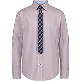Tommy Hilfiger Boys Long Sleeve Dress Shirt with Straight Tie, Collared Button-Down with Cuff Sleeves