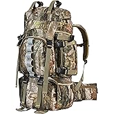 Hunting Backpack for Men, 60/80L Camo Backpack with Waterproof Rain Cover, 600D Hunting Pack for Hunters
