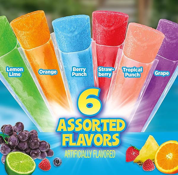 POP ICE POPSICLE VARIETY PACK OF 1 OZ FREEZER BARS, ASSORTED FLAVORS, 80 COUNT