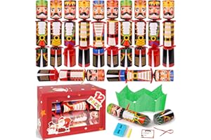 HUYAMAP 12 Pack Christmas Party Favor Non-Snap Christmas Table Favor with Party Hats Joke Little Gifts Inside for Kids Adults, Xmas Table Decorations Holiday Party Favor Xmas Dinner Traditions Supplies