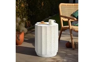 LUXENHÖME LuxenHome Outdoor Side Table, 18 Inch Cement End Tables for Patio, Garden Small Accent Decorative Stool, Tree Stump Stool Plant Stand Drum Table