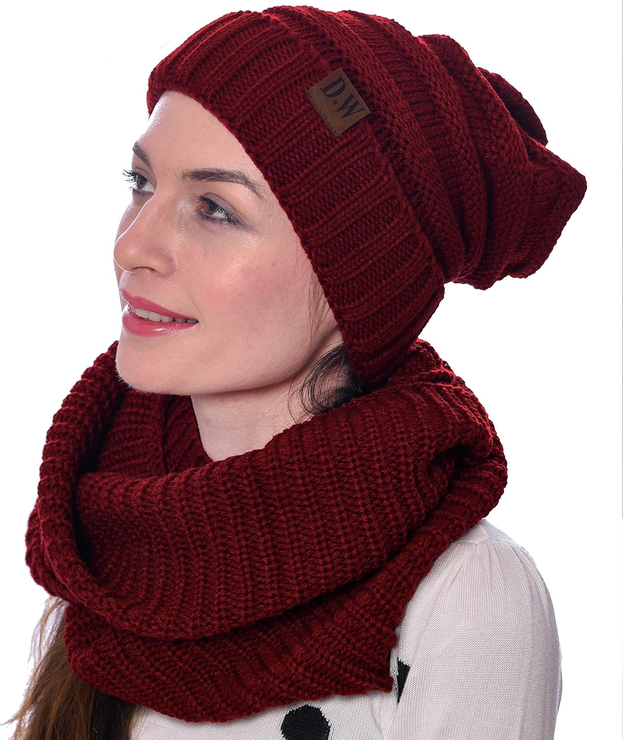 Gorro y bufanda para mujer, diseño de calavera y bufanda