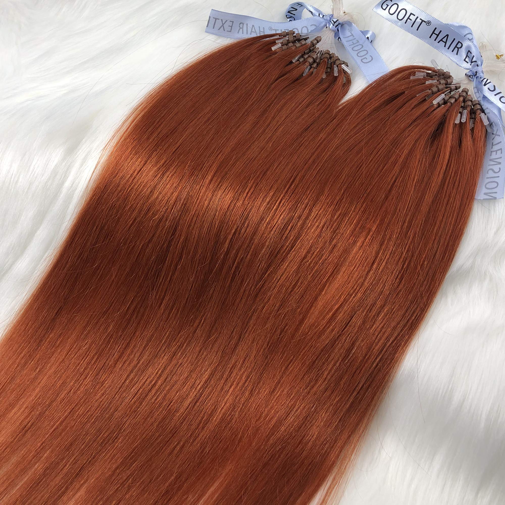 GOOFIT 22" Micro Loop Hair Extensions Real Human Hair Extensions Double Ring Beads - 1g/s 50s/pack - (22" #350)