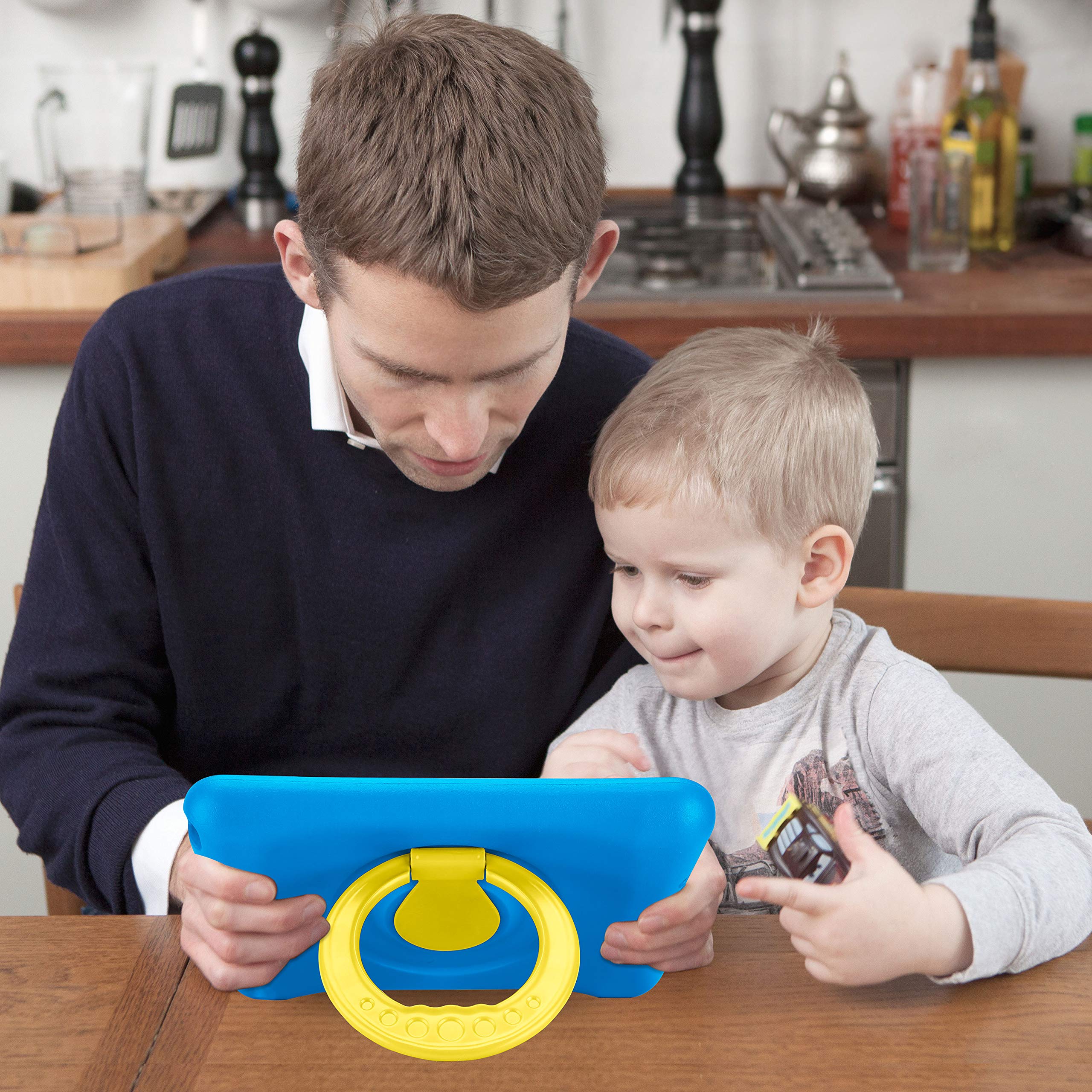 ProCase Kids Case for iPad 10.2 9th Gen 2021 / 8th Gen 2020 / 7th Gen 2019 / iPad Air 10.5 2019 / iPad Pro 10.5, Shockproof Light Weight Protective Cover with Rotatable Kickstand and Grip -Blue