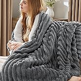 Bedsure Sherpa Blanket Queen Size for Bed - Super Soft, Cozy Fleece Thick Warm Blanket for Winter, GentleSoft Home Room Decor, Dark Grey, 90x90 Inches