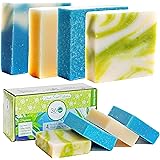 360Feel Fresh Scent Soap bars-4 Large (20 oz total, 5oz each)- Aloe Vera, Cotton Blossom, Spring Scrub- Anniversary Wedding G