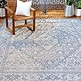 Nicole Miller New York Patio Country Dahlia Transitional Medallion Indoor/Outdoor Area Rug, Blue/Grey, 5'2"x7'2"