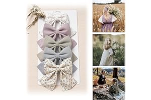 Hair Bows with Hair Clips for Girls Toddler Baby,Handmade 5" Flower Print Embroider Big Bows,FANCY CLOUDS Boutique Hair Accessorioes Gifts for School Kids