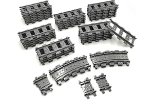 ZHX 56PCS City Train Tracks Accessories Straight and Flexible Train Tracks Railroad Building Toy Compatible with Major Brand 