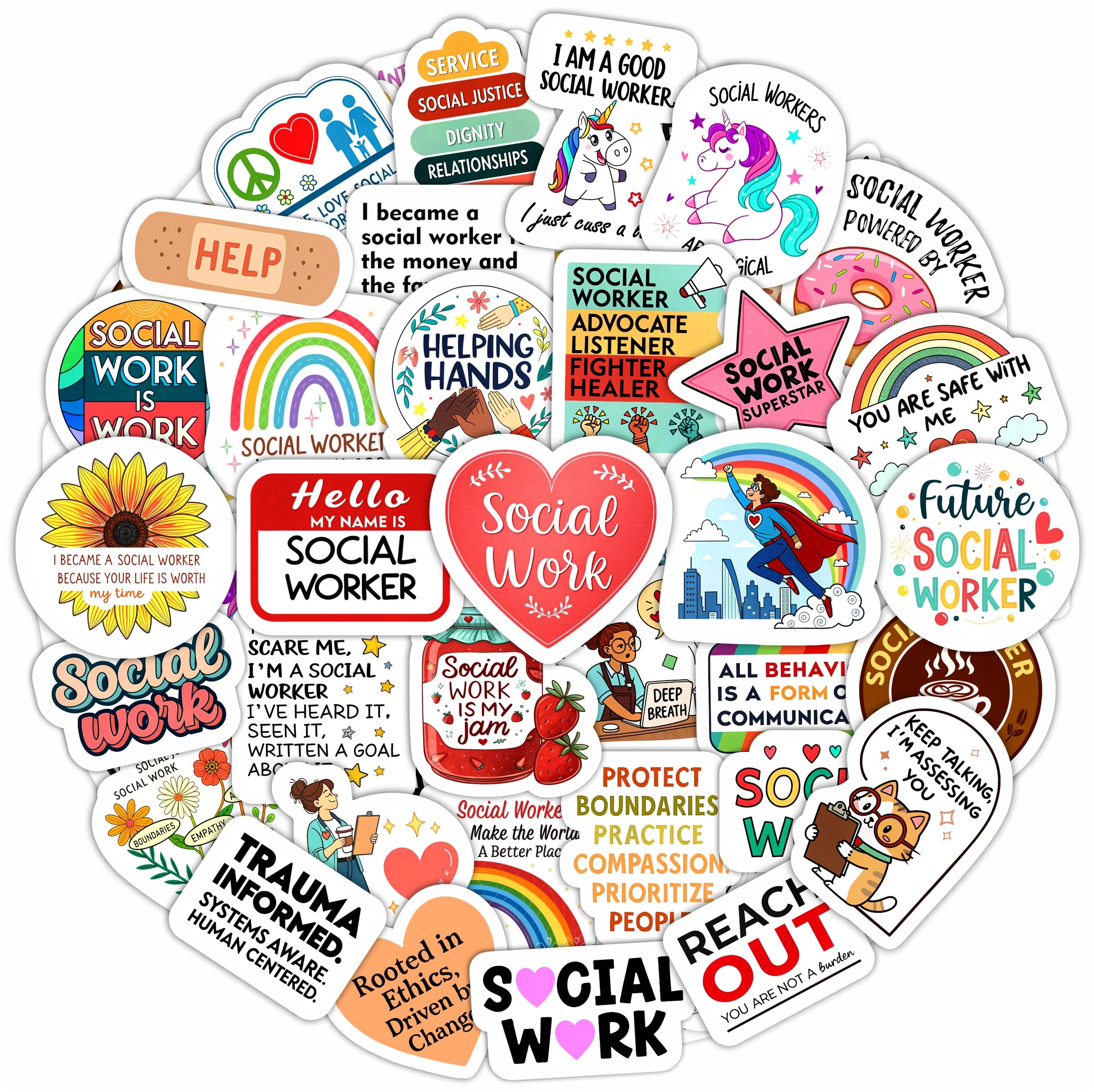 Photo 1 of 100Pcs Social Work Stickers for Laptop, for Water Bottle - Social Worker Gifts - Gift for Women & Men