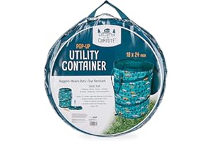 Camco Life is Better at The Campsite Pop-Up Utility Container - 18 x 24-inch - A Compact Size for Multi-Purpose Use - Sketched RVs and Trees Pattern (42987)