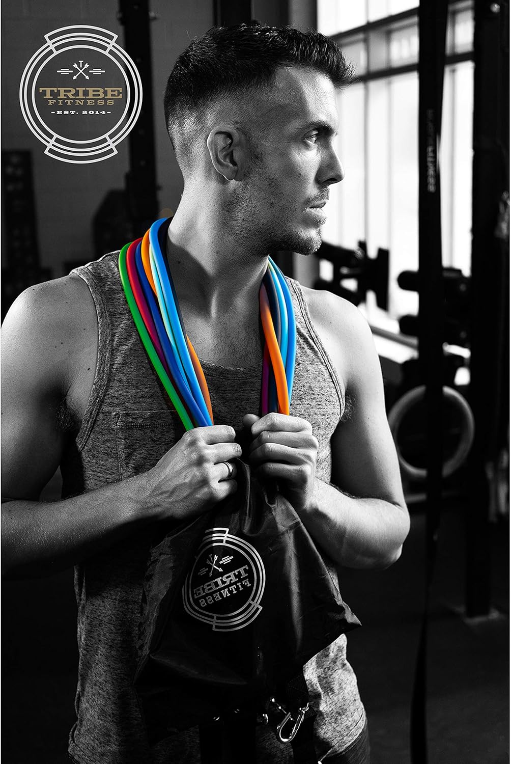 TRIBE PREMIUM Resistance Bands Set for Exercise, Workout Bands for Men with Fitness Tension Bands, Handles, Door Anchor, Ankle Straps, Carry Bag & Advanced eBook - Strength Training, Home Gym & More!! : Sports & Outdoors