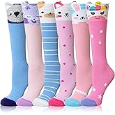 Velice Girls Knee High Socks Kids Long Boot Crazy Silly Tall Fun Gift Cute Animal Cotton Long Socks 6 Pairs