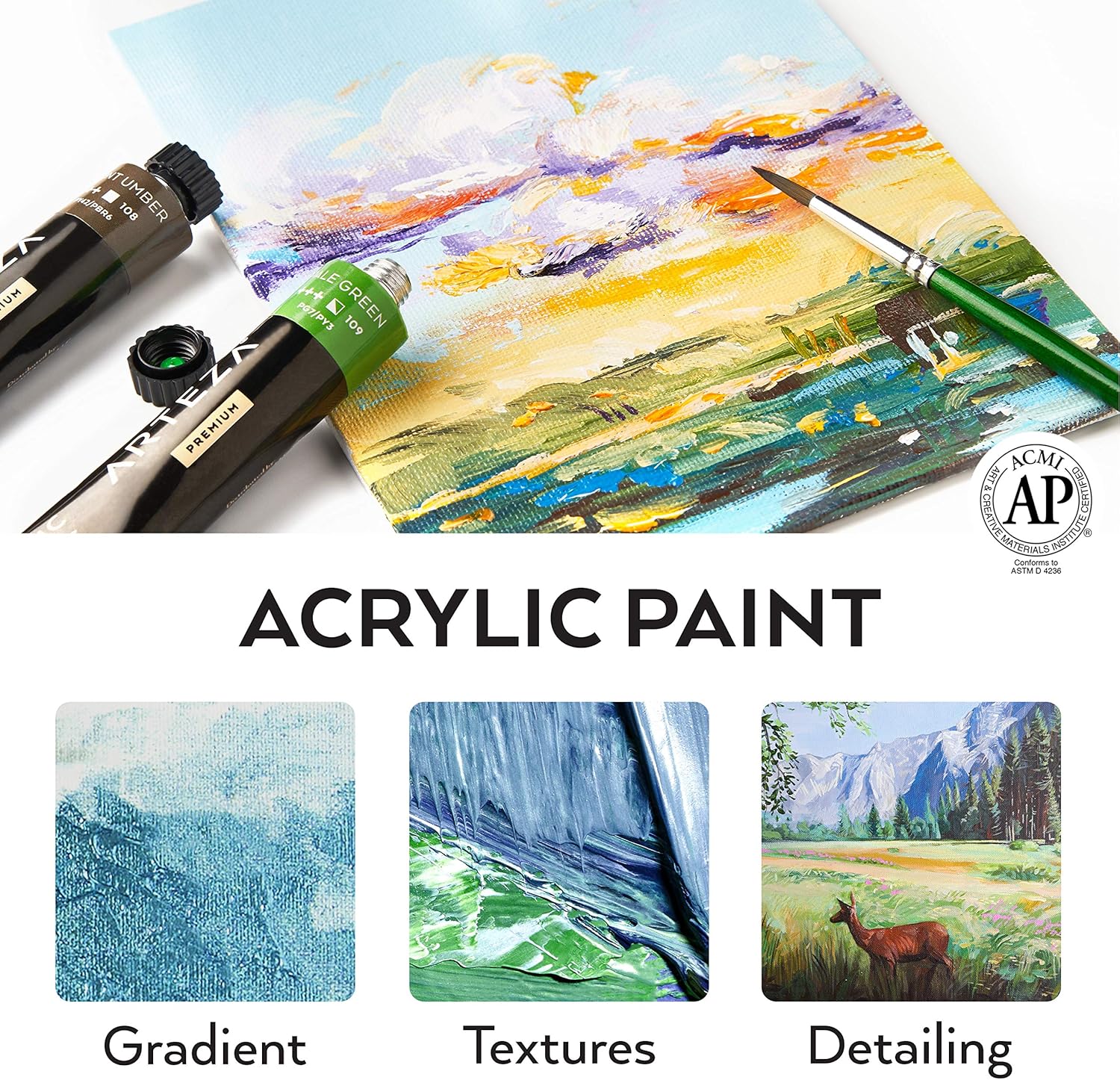 Arteza Coffret Peinture Acrylique 24 Tubes De Couleurs 22ml Pigments Riches Haute Qualite Non Toxique Pour Artistes Professionnesl Peintres Amateurs Et Peinture Enfant Amazon Fr Cuisine Maison