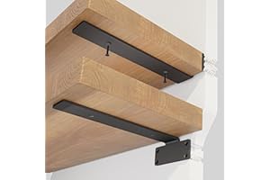 BATODA - 10" Floating Shelf Bracket (8 pcs) – Black Metal L Brackets - Hidden Brackets for Floating Wood Shelves - Blind Shelf Support - Shelving Mounting Hardware Included (Pack 8)