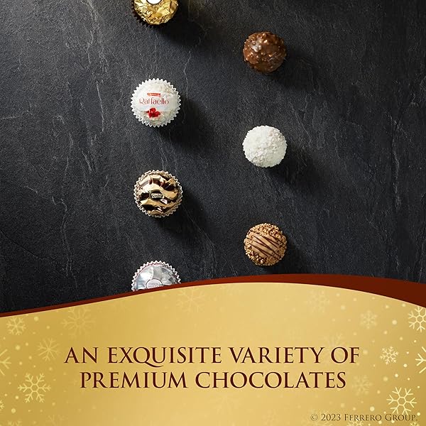 FERRERO COLLECTION CHOCOLATE GIFT BOX GRAND ASSORTMENT, HAZELNUT, DARK, COCONUT, ALMOND, AND CAPPUCCINO HOLIDAY BOX OF CHOCOLATES GIFTS, CHRISTMAS CANDY, 24 COUNT, 8.7 OZ