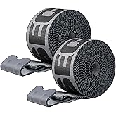 SECULOK 4" x 30' Winch Straps for Flatbed Trailer with Flat Hooks | Grey Heavy Duty Tie Down Strap w/Flat Hooks | 5,400 Lbs WLL Cargo Control Accessories for Gooseneck Trailers & Tow Trucks, 2 Pack