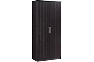 HODEDAH IMPORT Furniture 2 Door Wardrobe with Adjustable/Removable Shelves & Hanging Rod, Chocolate