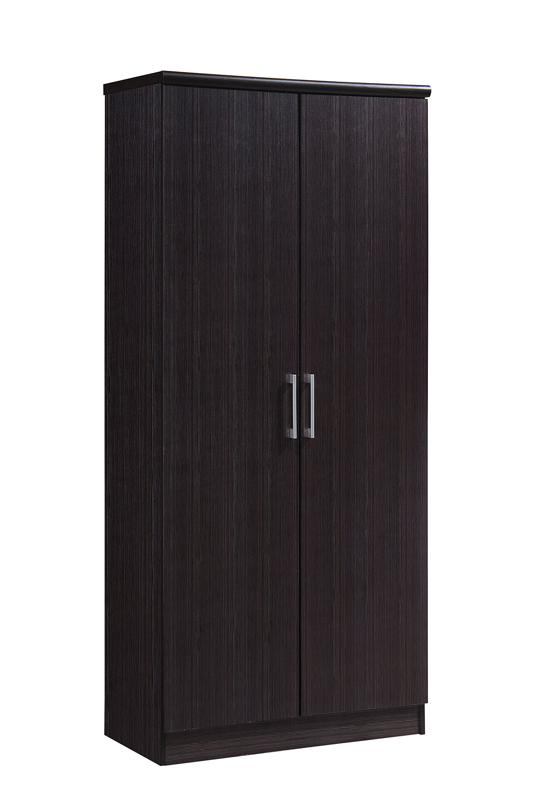 Hodedah 2 Door Wardrobe with Adjustable/Removable Shelves & Hanging Rod, Chocolate