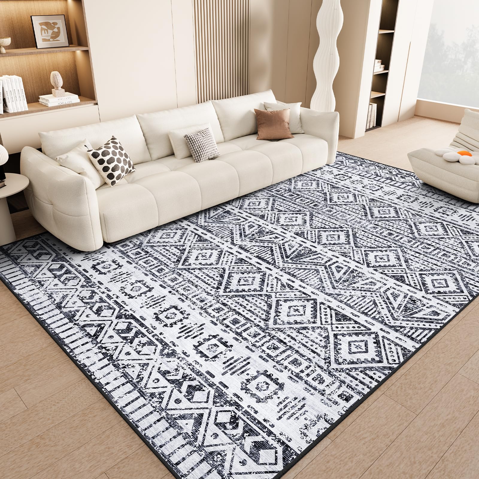 Photo 1 of Vamcheer Washable Area Rug 5x7 - Living Room Rugs for Bedroom Modern Area Rugs for Living Room Dinning Rugs, No Shedding & Easy to Clean, High Traffic Machine Washable Rugs, Non Slip Carpet, Grey