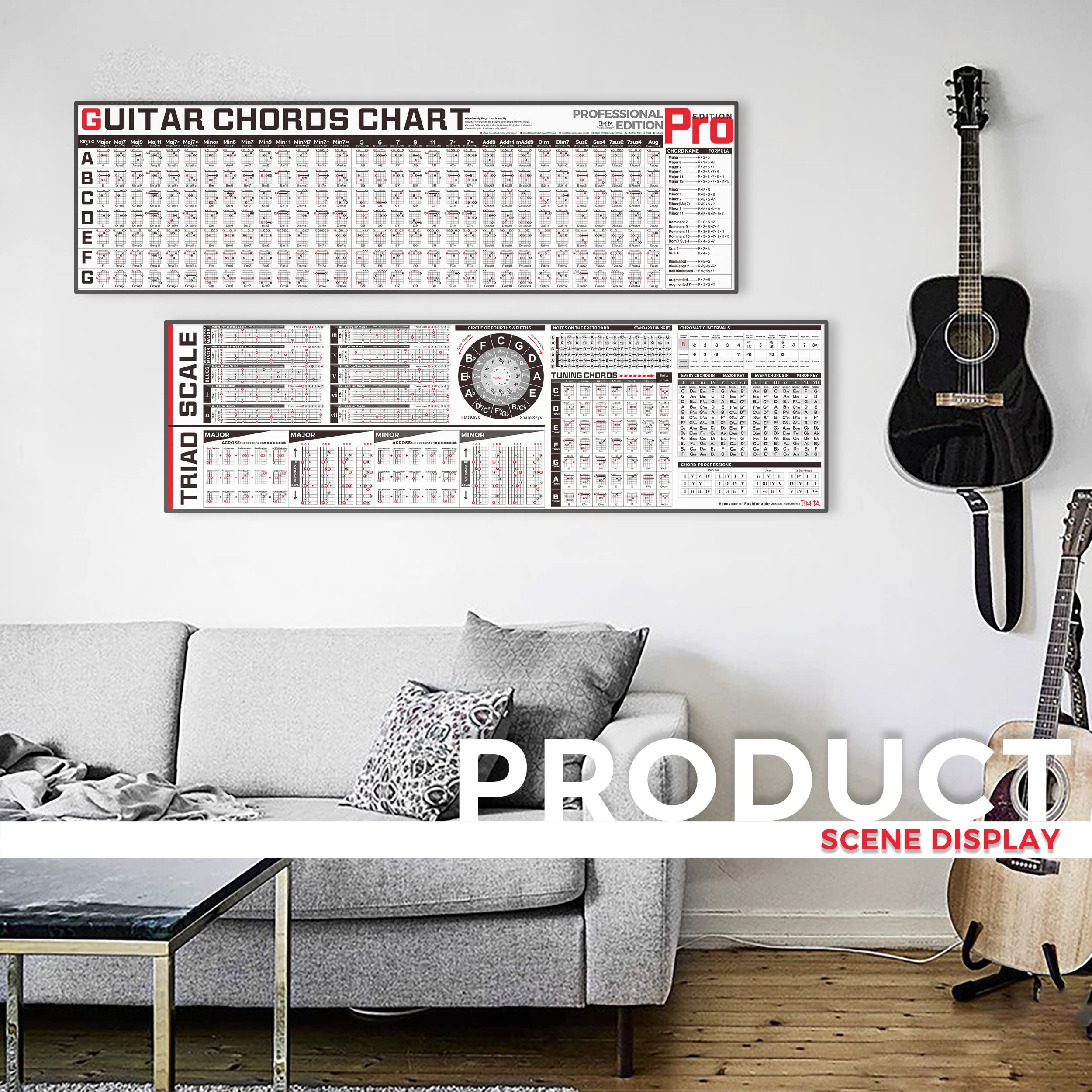 Mua Guitar Chord Chart Poster - Guitar Chords Progression Reference ...