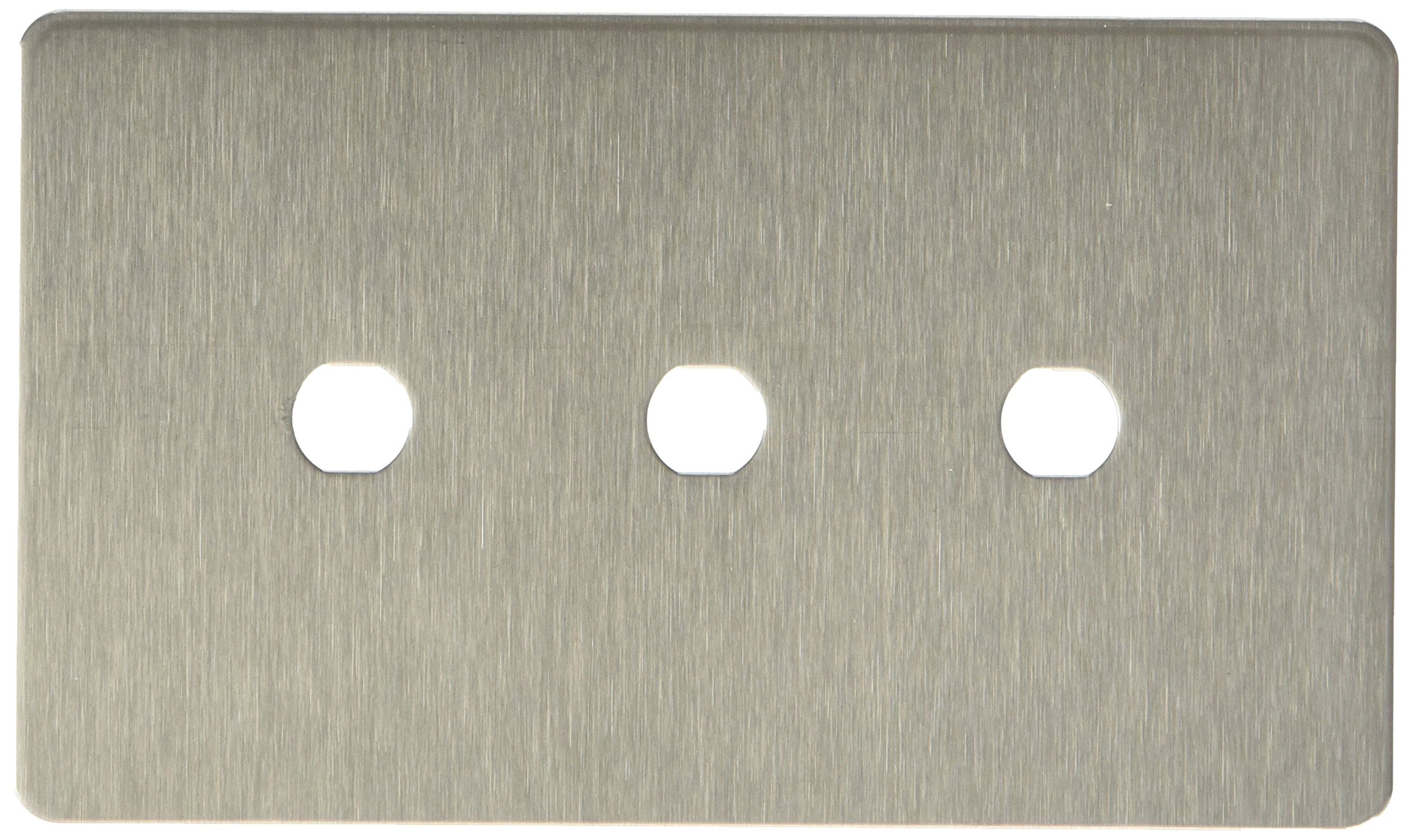 MK Edge K14433LBS 3-Module Toggle Switch Frontplate Lacquered - Brushed Steel