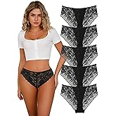 Cinvik Lace Panties for Women Sexy Underwear Black Lace Panties Lacy Sexy High Waisted Women Granny Panties