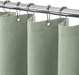 Waterproof Narrow Shower Curtain 92x182cm Sage Green Linen