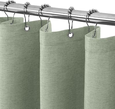 Waterproof Narrow Shower Curtain 92x182cm Sage Green Linen