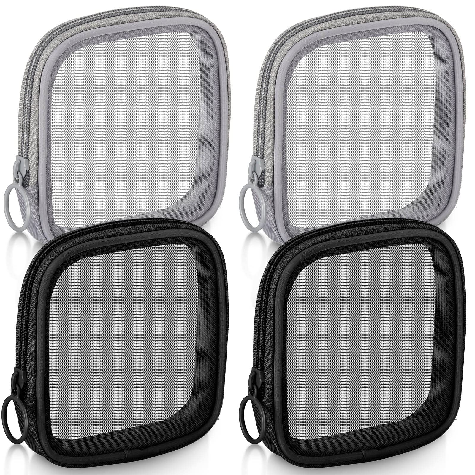 Photo 1 of Weewooday 4 Pcs Mesh Makeup Bag Mesh Cosmetic Bag Travel Toiletry Pouch with Zipper Mini Makeup Cosmetic Purse for Daily Accessory(Small,Black, Gray)