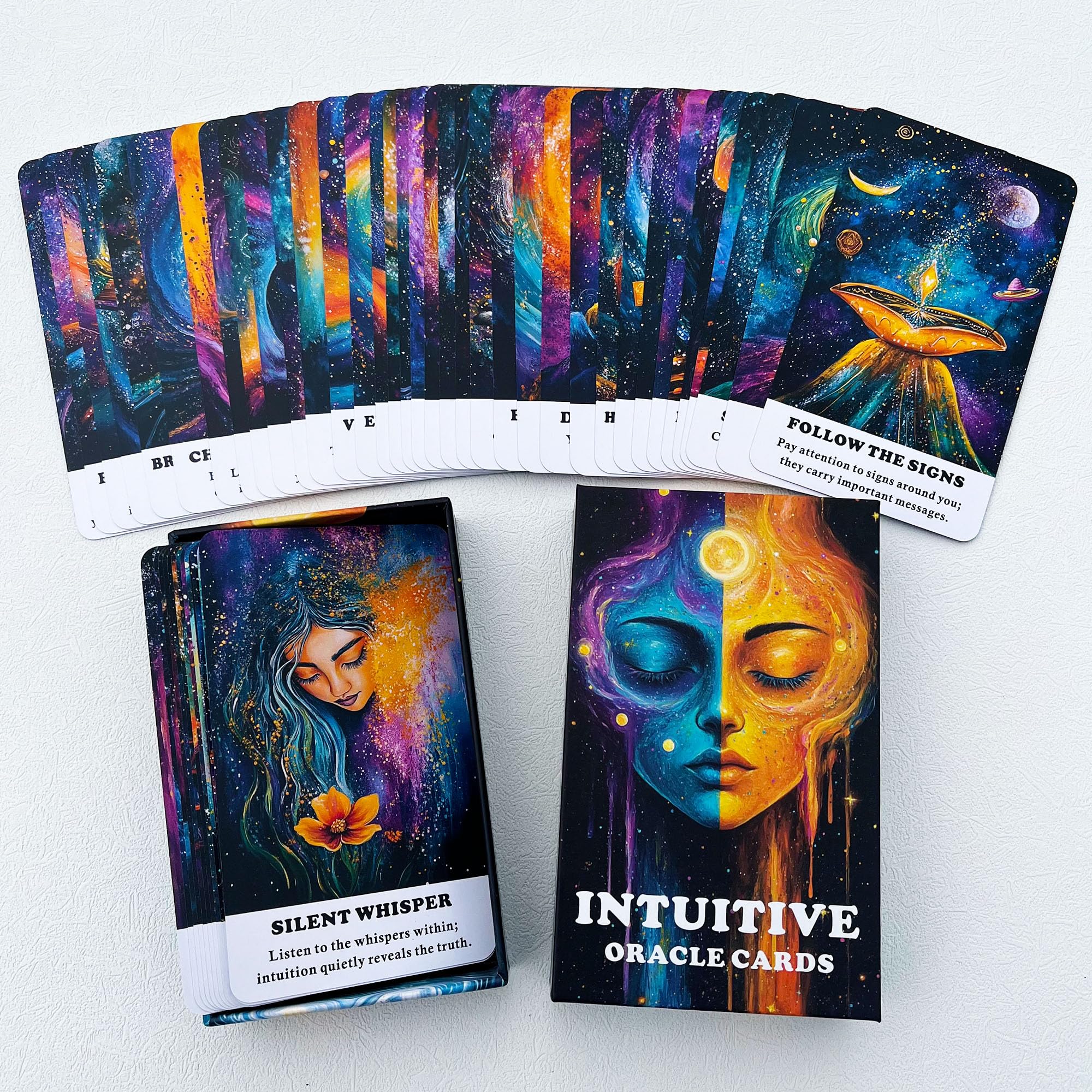 Intuitive Oracle Cards, Oracle Cards for Beginners, 56 Oracle Card Deck to Awaken Inner Wisdom, Enhance Psychic Abilities, Spiritual Guidance