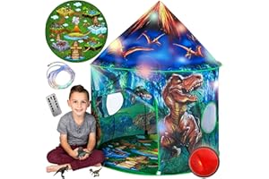 Dinosaur Pop Up Kids’ Play Tent by Toy to Enjoy - Perfect for Indoor & Outdoor. Dinosaur Camping Tent for Toddlers, Boys&Girls. Includes Remote Controlled Lights, Roar Sound Button & 3 Different Toys