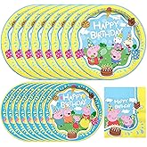 Treasures Gifted Officially Licensed Peppa Pig Birthday Party Supplies - Serves 16 Guests - Dinnerware Starter Set - Includes Peppa Pig Plates & Napkins