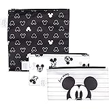 Bumkins Sandwich Bags / Snack Bags, Reusable Fabric, Washable, Food Safe, BPA Free - Disney Love, Mickey (3-Pack)