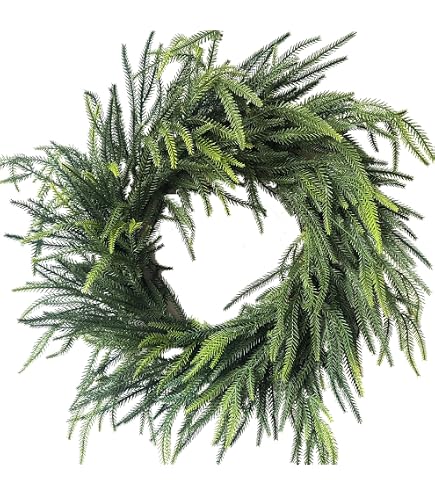 Couronne De Noël En Pin Norfolk Artificiel - Diamètre 50 Cm - Toucher Réaliste - Pour Porte D'entrée, Décoration Maison - 3