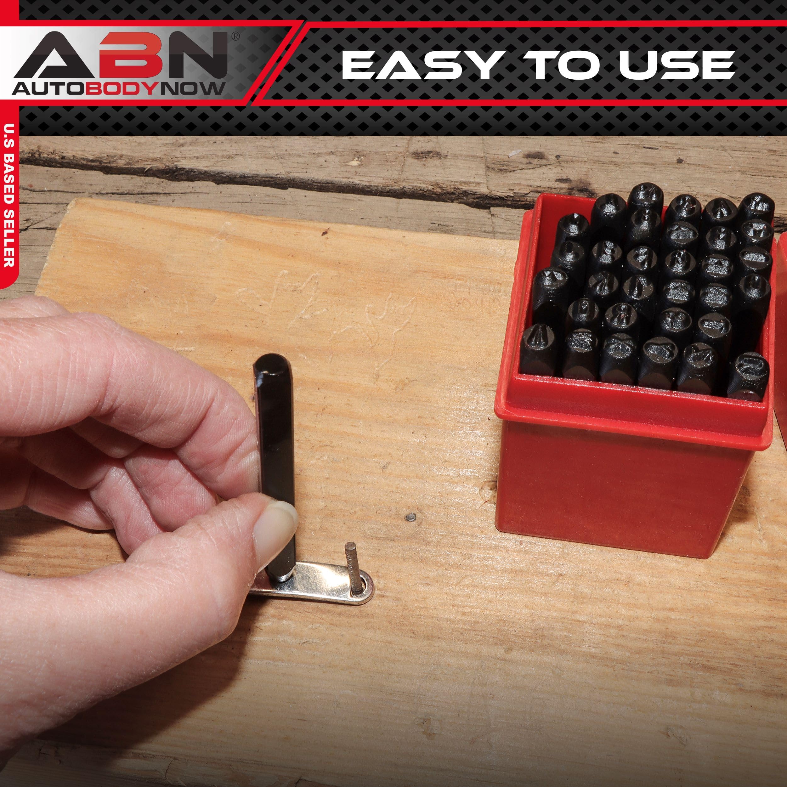 ABN Metal Large 1/4in Stamping 36-Piece Tool Kit – Alphabet, Numbers, Symbols Steel Embossing & Engraving Stamp Set