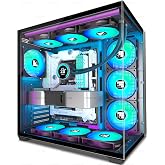 FOIFKIN F600 PC Case - Pre-Installed 7 PWM ARGB Fan, ATX Mid-Tower Gaming PC Case, 270&deg; Panoramic Glass with Type-C, FOIFKIN (Black, F600)