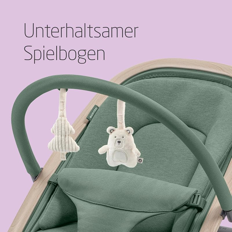 Kori 2-in-1-Babywippe mit Spielzeugbogen, 0–2 Jahre, bis zu 15 kg, Easy-in-Gurt, leicht und kompakt, Eco Care, Beyond Green