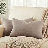 ZeeMart Rustic Cotton Linen Lumbar Throw Pillow Covers Set of 2, 12x20 Inch Cocoa Brown, Farmhouse Style Decorative Couch Pillow Cases Cushion Covers for Sofa Bed Living Room Home Decor