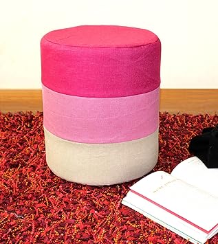 TIED RIBBONS Barrel Ottoman pouffe Stool Footstool for Living Room Drawing Room Office Home Bedroom Balcony(35 cm X 29 cm)