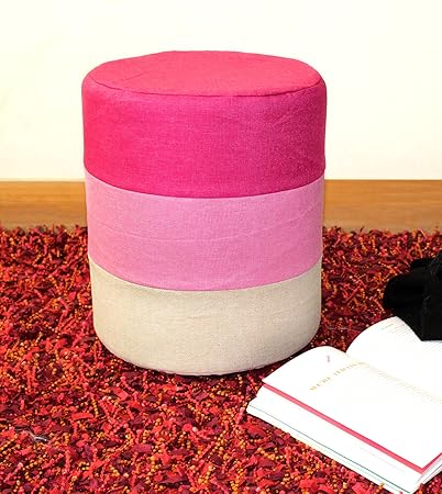 TIED RIBBONS Barrel Ottoman pouffe Stool Footstool for Living Room Drawing Room Office Home Bedroom Balcony(35 cm X 29 cm)