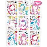 24 Pcs Make Your Own Unicorn Stickers, Party Favors Face Stickers for Kids | Unicorn Birthday Party Decorations, Girls Crafts Activities, Birthday Party Favors, Gifts for Kids Classroom